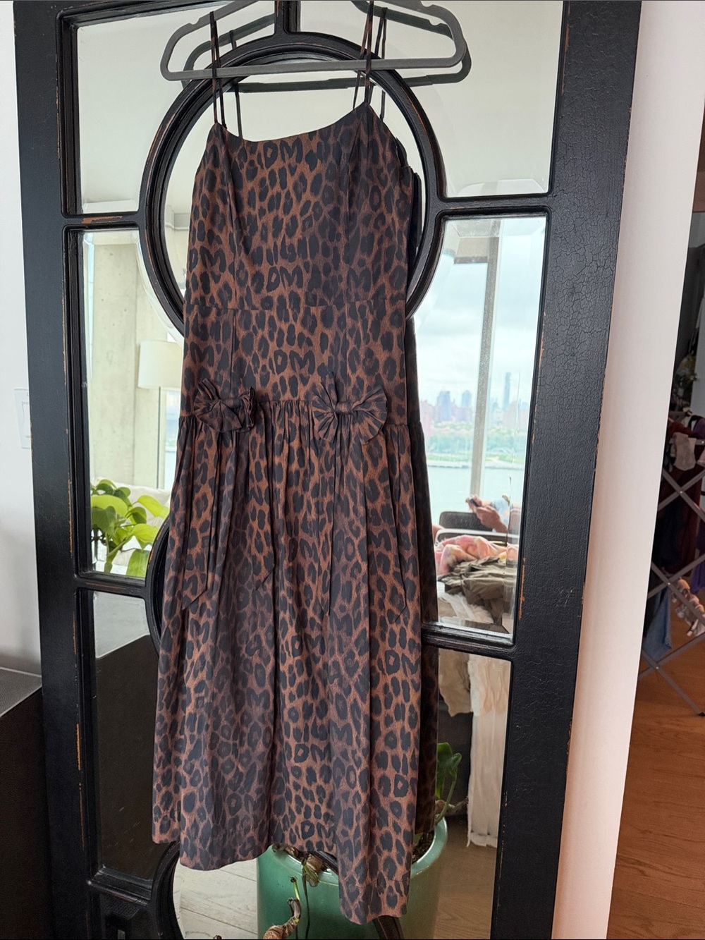 Damson Madder Leopard Print Dress with Bow Accents - Picture 1 of 7